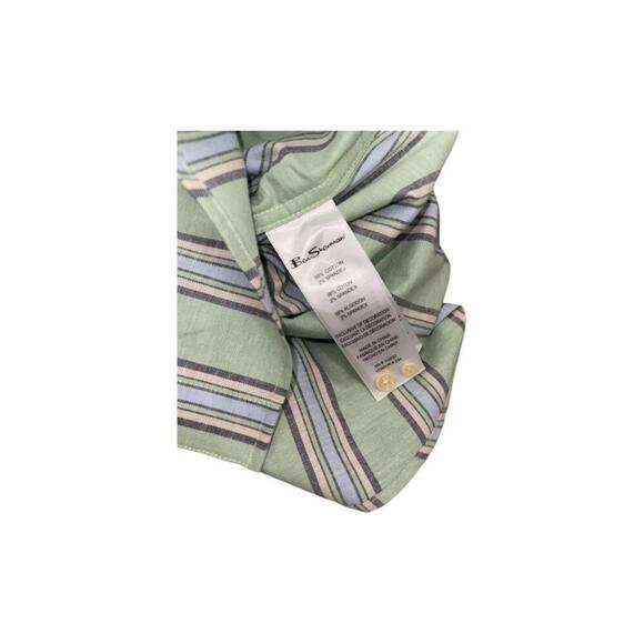 NWT Ben Sherman Mens Short Sleeve Button Up Striped Shirt Large - Picture 5 of 6